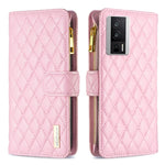 Custodia per telefono a conchiglia in pelle con portafoglio con cerniera Diamond Lattice, For vivo Y02 4G, For Xiaomi Redmi 12C, For Xiaomi Redmi K60 / K60 Pro, For Xiaomi Redmi Note 12 Pro+ Global