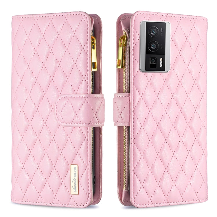 Custodia per telefono a conchiglia in pelle con portafoglio con cerniera Diamond Lattice, For vivo Y02 4G, For Xiaomi Redmi 12C, For Xiaomi Redmi K60 / K60 Pro, For Xiaomi Redmi Note 12 Pro+ Global