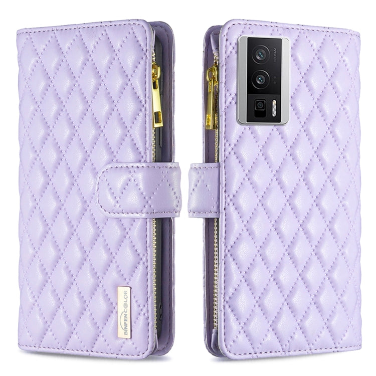 Custodia per telefono a conchiglia in pelle con portafoglio con cerniera Diamond Lattice, For vivo Y02 4G, For Xiaomi Redmi 12C, For Xiaomi Redmi K60 / K60 Pro, For Xiaomi Redmi Note 12 Pro+ Global