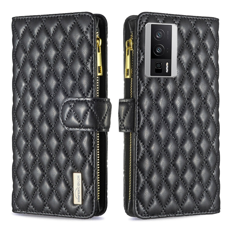 Custodia per telefono a conchiglia in pelle con portafoglio con cerniera Diamond Lattice, For vivo Y02 4G, For Xiaomi Redmi 12C, For Xiaomi Redmi K60 / K60 Pro, For Xiaomi Redmi Note 12 Pro+ Global