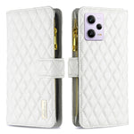 Custodia per telefono a conchiglia in pelle con portafoglio con cerniera Diamond Lattice, For vivo Y02 4G, For Xiaomi Redmi 12C, For Xiaomi Redmi K60 / K60 Pro, For Xiaomi Redmi Note 12 Pro+ Global