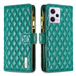 Custodia per telefono a conchiglia in pelle con portafoglio con cerniera Diamond Lattice, For vivo Y02 4G, For Xiaomi Redmi 12C, For Xiaomi Redmi K60 / K60 Pro, For Xiaomi Redmi Note 12 Pro+ Global