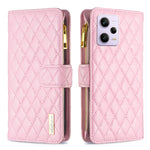 Custodia per telefono a conchiglia in pelle con portafoglio con cerniera Diamond Lattice, For vivo Y02 4G, For Xiaomi Redmi 12C, For Xiaomi Redmi K60 / K60 Pro, For Xiaomi Redmi Note 12 Pro+ Global