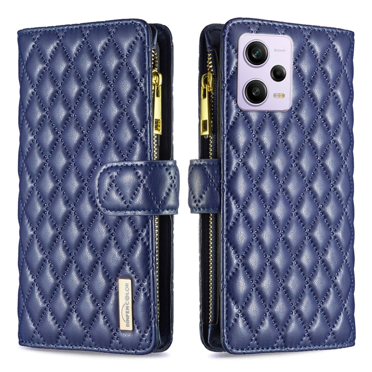 Custodia per telefono a conchiglia in pelle con portafoglio con cerniera Diamond Lattice, For Xiaomi Redmi Note 12 Pro 5G Global, For Xiaomi Redmi Note 12 Global