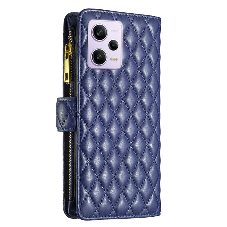 Custodia per telefono a conchiglia in pelle con portafoglio con cerniera Diamond Lattice, For Xiaomi Redmi Note 12 Pro 5G Global, For Xiaomi Redmi Note 12 Global