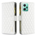 Custodia per telefono a conchiglia in pelle con portafoglio con cerniera Diamond Lattice, For Xiaomi Redmi Note 12 Pro 5G Global, For Xiaomi Redmi Note 12 Global