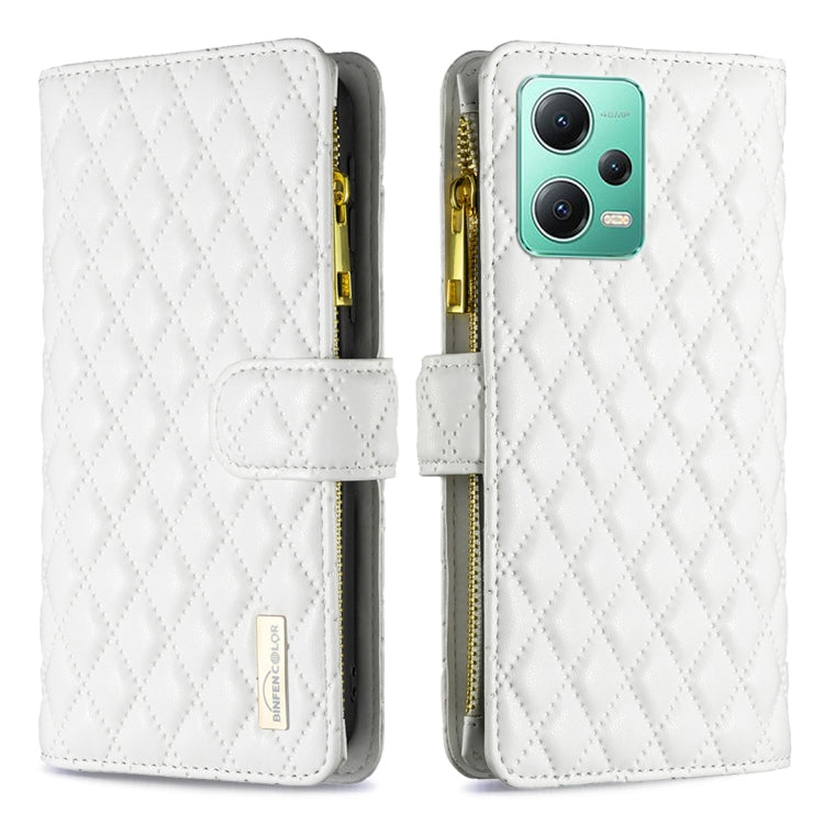 Custodia per telefono a conchiglia in pelle con portafoglio con cerniera Diamond Lattice, For Xiaomi Redmi Note 12 Pro 5G Global, For Xiaomi Redmi Note 12 Global