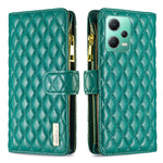 Custodia per telefono a conchiglia in pelle con portafoglio con cerniera Diamond Lattice, For Xiaomi Redmi Note 12 Pro 5G Global, For Xiaomi Redmi Note 12 Global