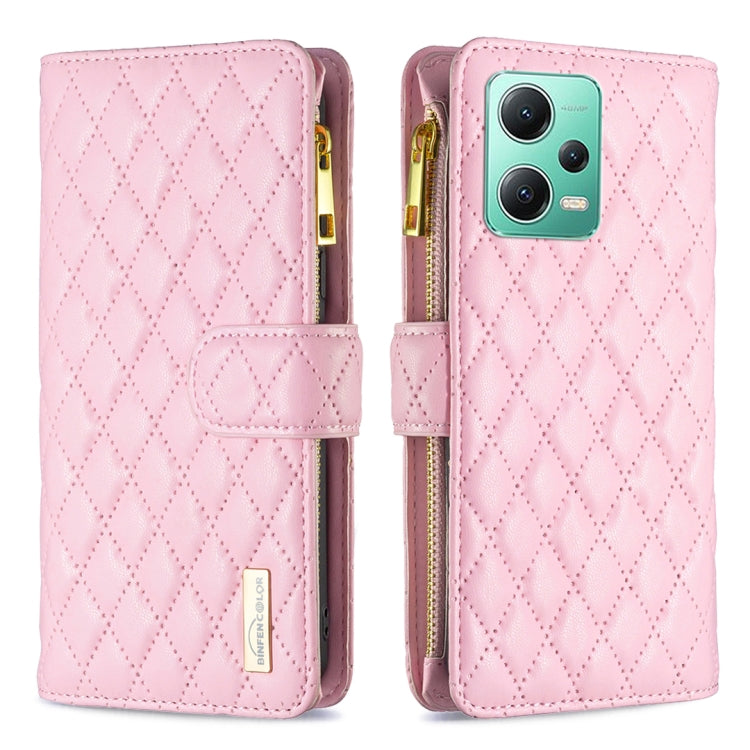 Custodia per telefono a conchiglia in pelle con portafoglio con cerniera Diamond Lattice, For Xiaomi Redmi Note 12 Pro 5G Global, For Xiaomi Redmi Note 12 Global