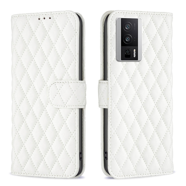 Custodia per telefono a conchiglia in pelle con portafoglio Diamond Lattice, For vivo Y02 4G, For Xiaomi Redmi 12C, For Xiaomi Redmi K60 / K60 Pro, For Xiaomi Redmi Note 12 Pro+ Global