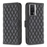 Custodia per telefono a conchiglia in pelle con portafoglio Diamond Lattice, For vivo Y02 4G, For Xiaomi Redmi 12C, For Xiaomi Redmi K60 / K60 Pro, For Xiaomi Redmi Note 12 Pro+ Global