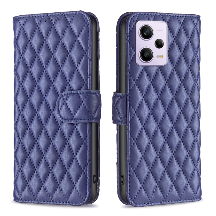 Custodia per telefono a conchiglia in pelle con portafoglio Diamond Lattice, For Xiaomi Redmi Note 12 Pro 5G Global, For Xiaomi Redmi Note 12 Global
