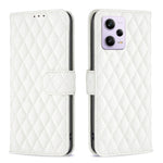 Custodia per telefono a conchiglia in pelle con portafoglio Diamond Lattice, For Xiaomi Redmi Note 12 Pro 5G Global, For Xiaomi Redmi Note 12 Global