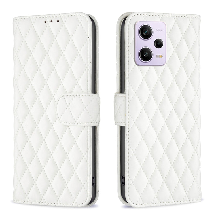 Custodia per telefono a conchiglia in pelle con portafoglio Diamond Lattice, For Xiaomi Redmi Note 12 Pro 5G Global, For Xiaomi Redmi Note 12 Global