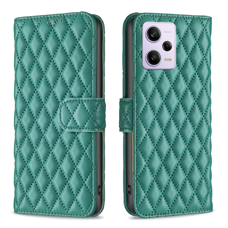 Custodia per telefono a conchiglia in pelle con portafoglio Diamond Lattice, For Xiaomi Redmi Note 12 Pro 5G Global, For Xiaomi Redmi Note 12 Global