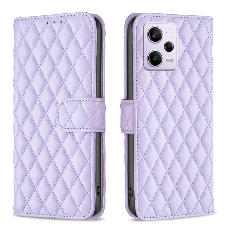 Custodia per telefono a conchiglia in pelle con portafoglio Diamond Lattice, For Xiaomi Redmi Note 12 Pro 5G Global, For Xiaomi Redmi Note 12 Global