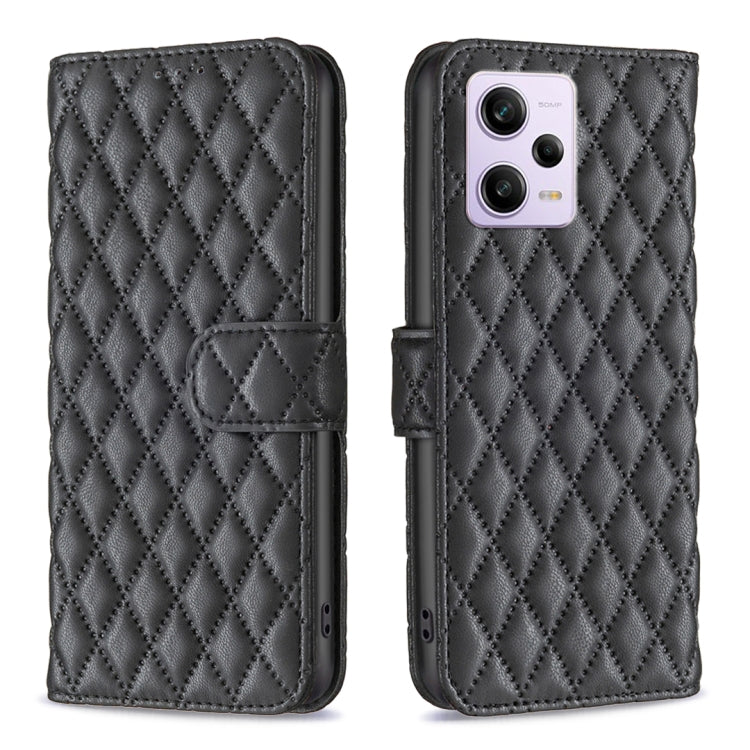 Custodia per telefono a conchiglia in pelle con portafoglio Diamond Lattice, For Xiaomi Redmi Note 12 Pro 5G Global, For Xiaomi Redmi Note 12 Global
