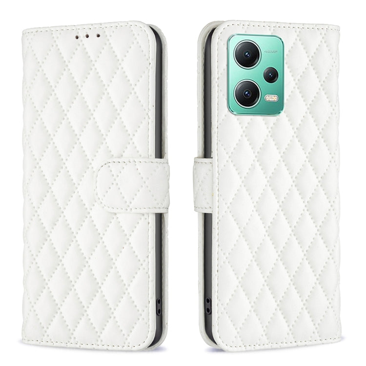 Custodia per telefono a conchiglia in pelle con portafoglio Diamond Lattice, For Xiaomi Redmi Note 12 Pro 5G Global, For Xiaomi Redmi Note 12 Global