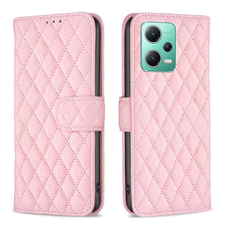 Custodia per telefono a conchiglia in pelle con portafoglio Diamond Lattice, For Xiaomi Redmi Note 12 Pro 5G Global, For Xiaomi Redmi Note 12 Global