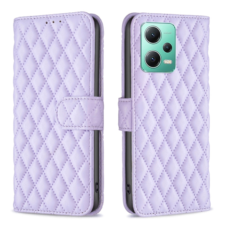 Custodia per telefono a conchiglia in pelle con portafoglio Diamond Lattice, For Xiaomi Redmi Note 12 Pro 5G Global, For Xiaomi Redmi Note 12 Global