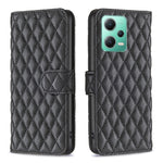 Custodia per telefono a conchiglia in pelle con portafoglio Diamond Lattice, For Xiaomi Redmi Note 12 Pro 5G Global, For Xiaomi Redmi Note 12 Global