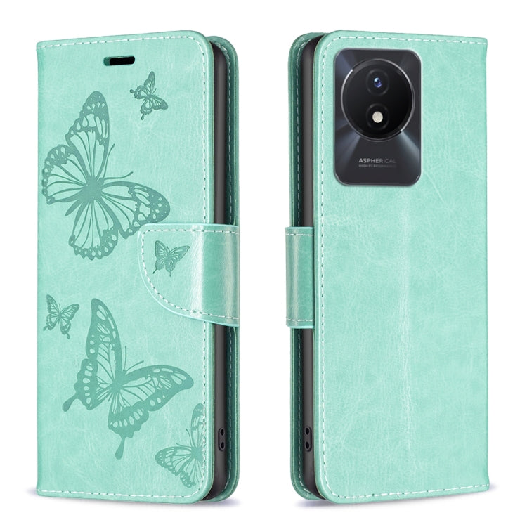 Custodia per telefono in pelle con motivo a due farfalle in rilievo, For vivo Y02 4G, For Xiaomi Redmi 12C, For Xiaomi Redmi K60 / K60 Pro, For Xiaomi Redmi Note 12 Pro+ Global
