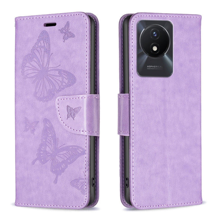 Custodia per telefono in pelle con motivo a due farfalle in rilievo, For vivo Y02 4G, For Xiaomi Redmi 12C, For Xiaomi Redmi K60 / K60 Pro, For Xiaomi Redmi Note 12 Pro+ Global
