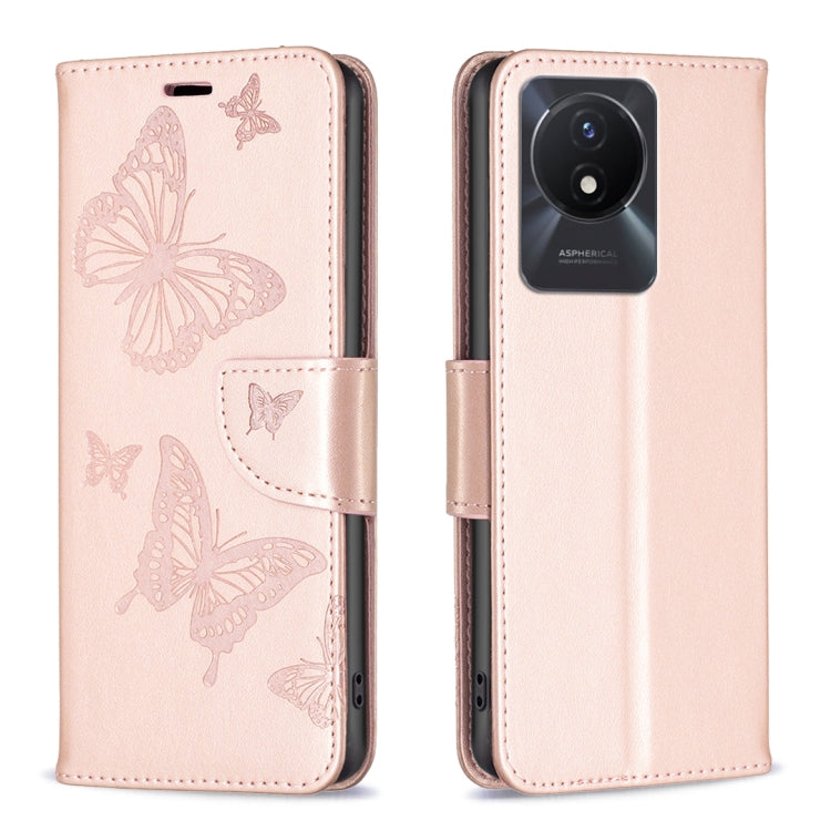 Custodia per telefono in pelle con motivo a due farfalle in rilievo, For vivo Y02 4G, For Xiaomi Redmi 12C, For Xiaomi Redmi K60 / K60 Pro, For Xiaomi Redmi Note 12 Pro+ Global
