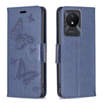 Custodia per telefono in pelle con motivo a due farfalle in rilievo, For vivo Y02 4G, For Xiaomi Redmi 12C, For Xiaomi Redmi K60 / K60 Pro, For Xiaomi Redmi Note 12 Pro+ Global