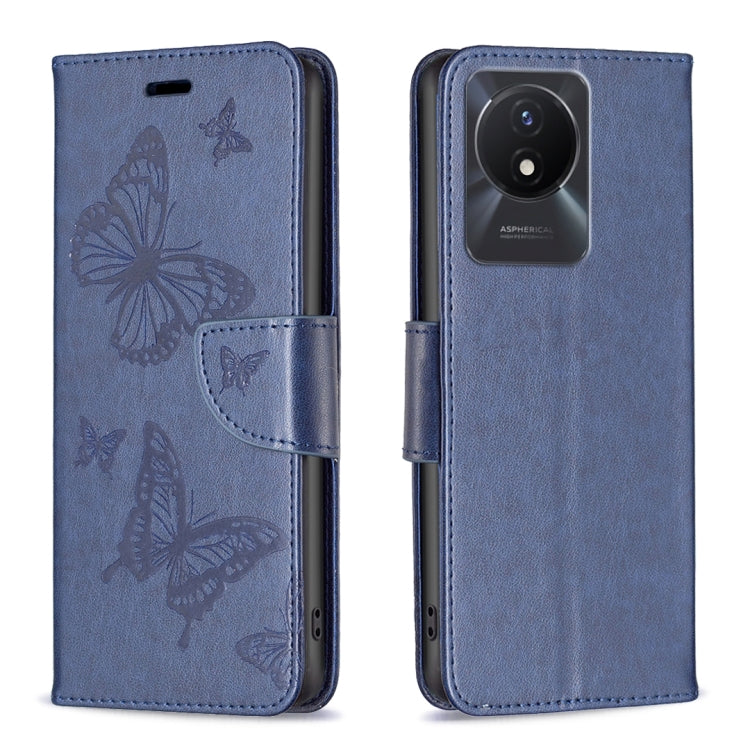 Custodia per telefono in pelle con motivo a due farfalle in rilievo, For vivo Y02 4G, For Xiaomi Redmi 12C, For Xiaomi Redmi K60 / K60 Pro, For Xiaomi Redmi Note 12 Pro+ Global