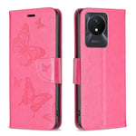 Custodia per telefono in pelle con motivo a due farfalle in rilievo, For vivo Y02 4G, For Xiaomi Redmi 12C, For Xiaomi Redmi K60 / K60 Pro, For Xiaomi Redmi Note 12 Pro+ Global