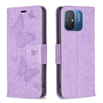 Custodia per telefono in pelle con motivo a due farfalle in rilievo, For vivo Y02 4G, For Xiaomi Redmi 12C, For Xiaomi Redmi K60 / K60 Pro, For Xiaomi Redmi Note 12 Pro+ Global