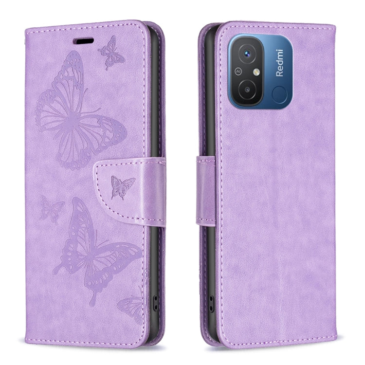Custodia per telefono in pelle con motivo a due farfalle in rilievo, For vivo Y02 4G, For Xiaomi Redmi 12C, For Xiaomi Redmi K60 / K60 Pro, For Xiaomi Redmi Note 12 Pro+ Global
