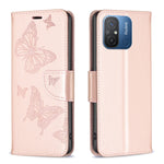 Custodia per telefono in pelle con motivo a due farfalle in rilievo, For vivo Y02 4G, For Xiaomi Redmi 12C, For Xiaomi Redmi K60 / K60 Pro, For Xiaomi Redmi Note 12 Pro+ Global