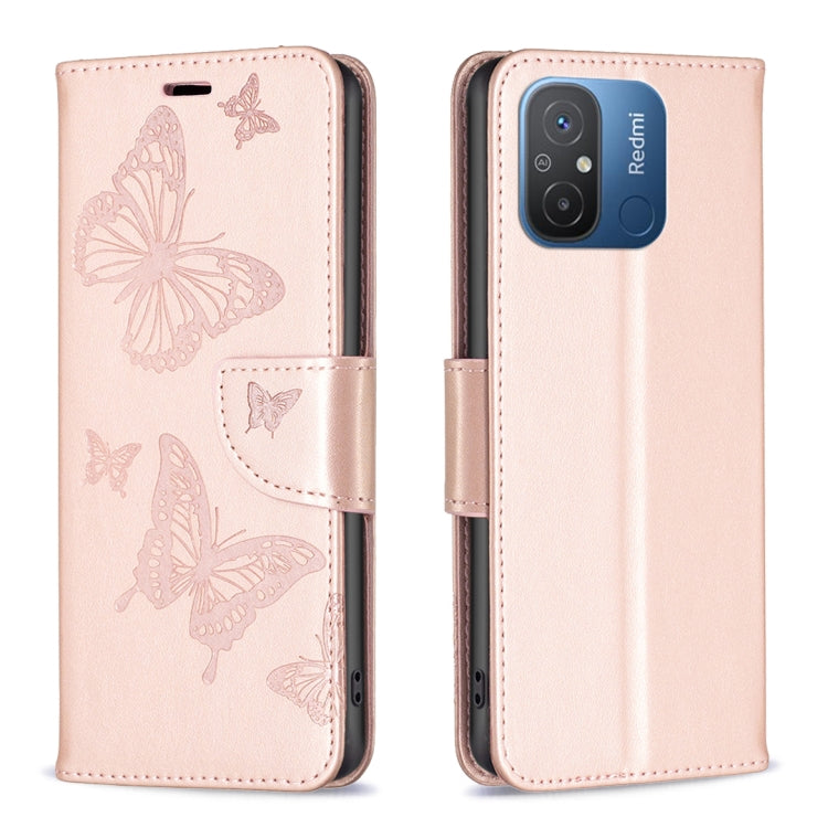 Custodia per telefono in pelle con motivo a due farfalle in rilievo, For vivo Y02 4G, For Xiaomi Redmi 12C, For Xiaomi Redmi K60 / K60 Pro, For Xiaomi Redmi Note 12 Pro+ Global