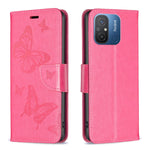 Custodia per telefono in pelle con motivo a due farfalle in rilievo, For vivo Y02 4G, For Xiaomi Redmi 12C, For Xiaomi Redmi K60 / K60 Pro, For Xiaomi Redmi Note 12 Pro+ Global