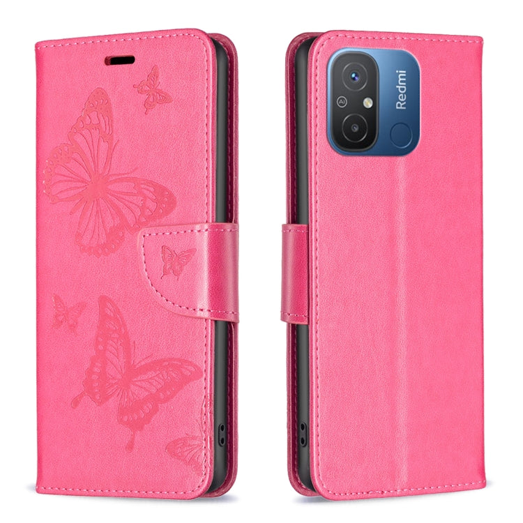 Custodia per telefono in pelle con motivo a due farfalle in rilievo, For vivo Y02 4G, For Xiaomi Redmi 12C, For Xiaomi Redmi K60 / K60 Pro, For Xiaomi Redmi Note 12 Pro+ Global