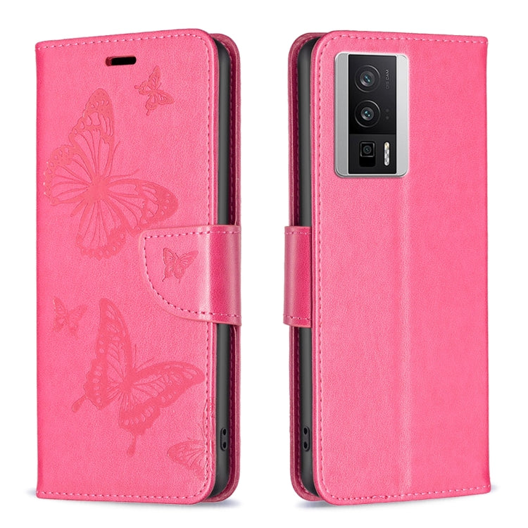 Custodia per telefono in pelle con motivo a due farfalle in rilievo, For vivo Y02 4G, For Xiaomi Redmi 12C, For Xiaomi Redmi K60 / K60 Pro, For Xiaomi Redmi Note 12 Pro+ Global