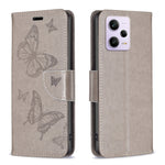 Custodia per telefono in pelle con motivo a due farfalle in rilievo, For Xiaomi Redmi Note 12 Pro 5G Global, For Xiaomi Redmi Note 12 Global