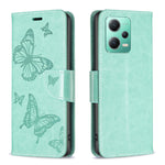Custodia per telefono in pelle con motivo a due farfalle in rilievo, For Xiaomi Redmi Note 12 Pro 5G Global, For Xiaomi Redmi Note 12 Global