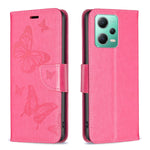 Custodia per telefono in pelle con motivo a due farfalle in rilievo, For Xiaomi Redmi Note 12 Pro 5G Global, For Xiaomi Redmi Note 12 Global