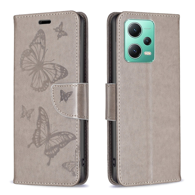 Custodia per telefono in pelle con motivo a due farfalle in rilievo, For Xiaomi Redmi Note 12 Pro 5G Global, For Xiaomi Redmi Note 12 Global