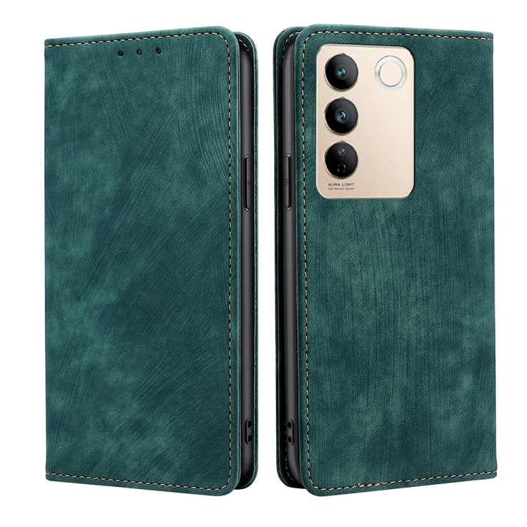 Custodia per telefono in pelle magnetica con spazzola antifurto RFID, For vivo S16 / S16 Pro, For vivo Y02 4G, For Fujitsu Arrows N F-51C, For Xiaomi Redmi K60E