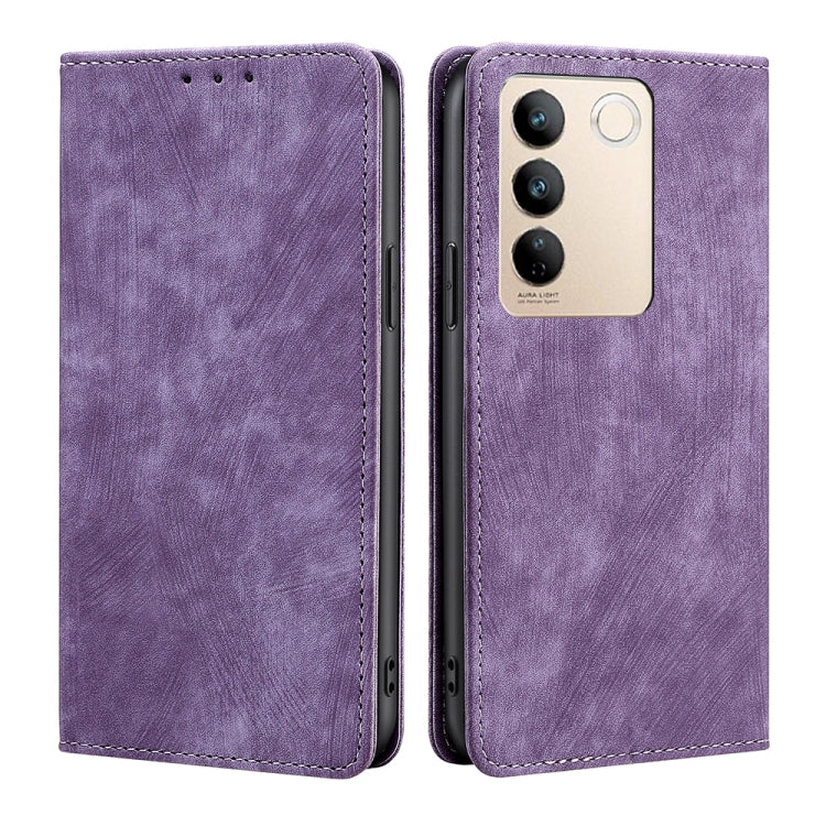 Custodia per telefono in pelle magnetica con spazzola antifurto RFID, For vivo S16 / S16 Pro, For vivo Y02 4G, For Fujitsu Arrows N F-51C, For Xiaomi Redmi K60E