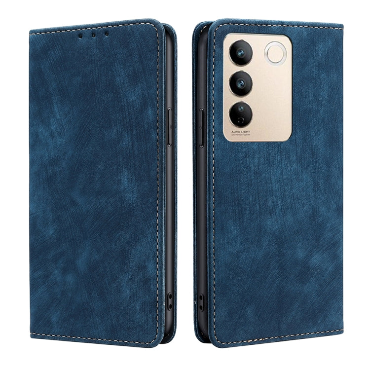Custodia per telefono in pelle magnetica con spazzola antifurto RFID, For vivo S16 / S16 Pro, For vivo Y02 4G, For Fujitsu Arrows N F-51C, For Xiaomi Redmi K60E