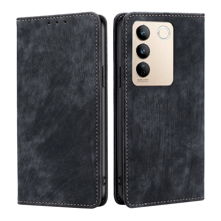 Custodia per telefono in pelle magnetica con spazzola antifurto RFID, For vivo S16 / S16 Pro, For vivo Y02 4G, For Fujitsu Arrows N F-51C, For Xiaomi Redmi K60E