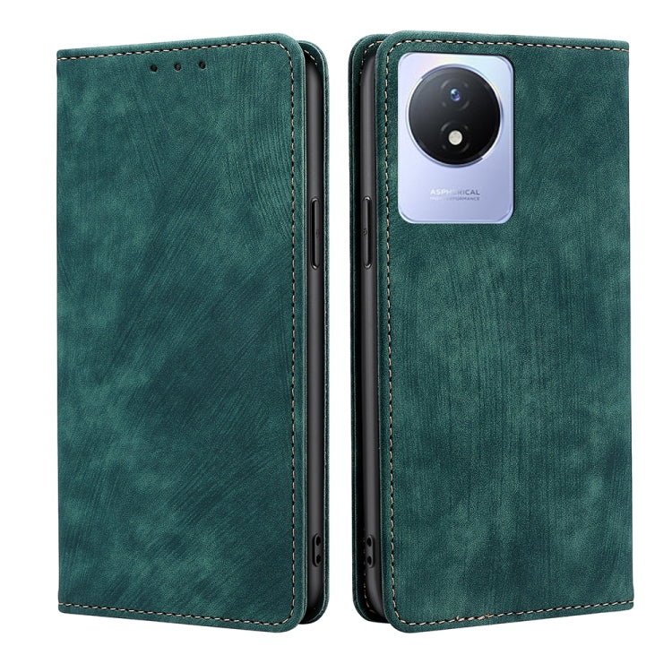 Custodia per telefono in pelle magnetica con spazzola antifurto RFID, For vivo S16 / S16 Pro, For vivo Y02 4G, For Fujitsu Arrows N F-51C, For Xiaomi Redmi K60E