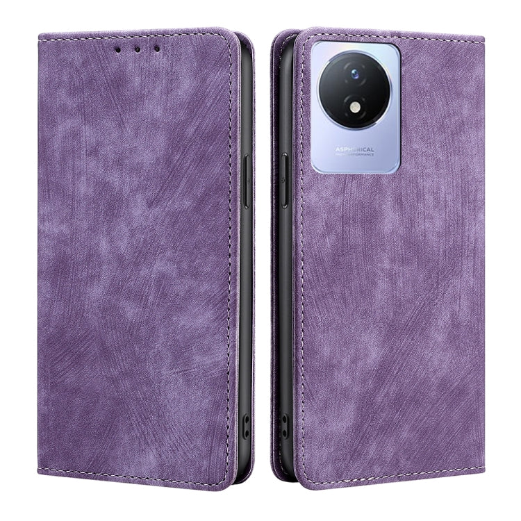 Custodia per telefono in pelle magnetica con spazzola antifurto RFID, For vivo S16 / S16 Pro, For vivo Y02 4G, For Fujitsu Arrows N F-51C, For Xiaomi Redmi K60E