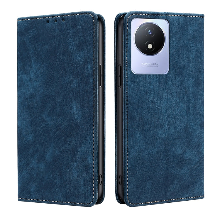 Custodia per telefono in pelle magnetica con spazzola antifurto RFID, For vivo S16 / S16 Pro, For vivo Y02 4G, For Fujitsu Arrows N F-51C, For Xiaomi Redmi K60E