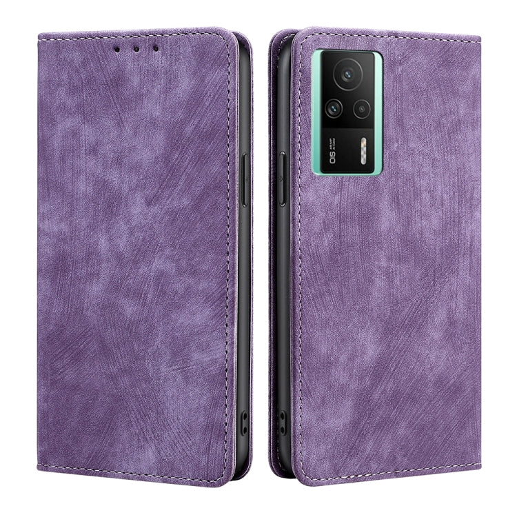 Custodia per telefono in pelle magnetica con spazzola antifurto RFID, For vivo S16 / S16 Pro, For vivo Y02 4G, For Fujitsu Arrows N F-51C, For Xiaomi Redmi K60E